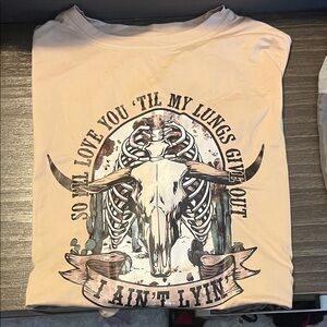 Graphic Tee with Bull Skull Design